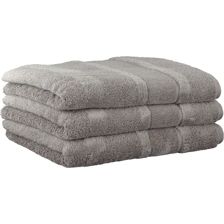 CAWÖ Handtuch, 3er Pack - Noblesse2, Walkfrottier, Velours-Streifen, Baumwolle, einfarbig Graphit 50x100cm – Bild 1