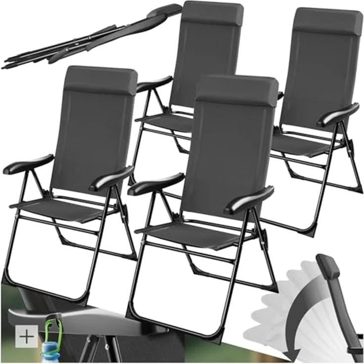 tectake Campingstuhl Müritz (4er Set, 4 St), klappbar – Bild 1
