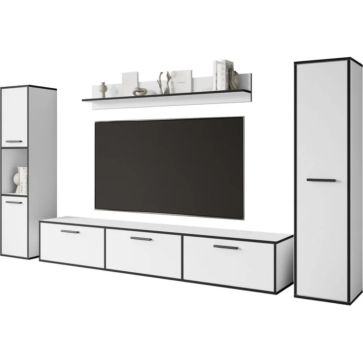 Home affaire Wohnwand BOGOTA XL, Vitrine Türanschlag links/rechts wechselbar, (Komplett-Set, 4-St), viel Stauraum, hängend und stehend montierbar – Bild 2