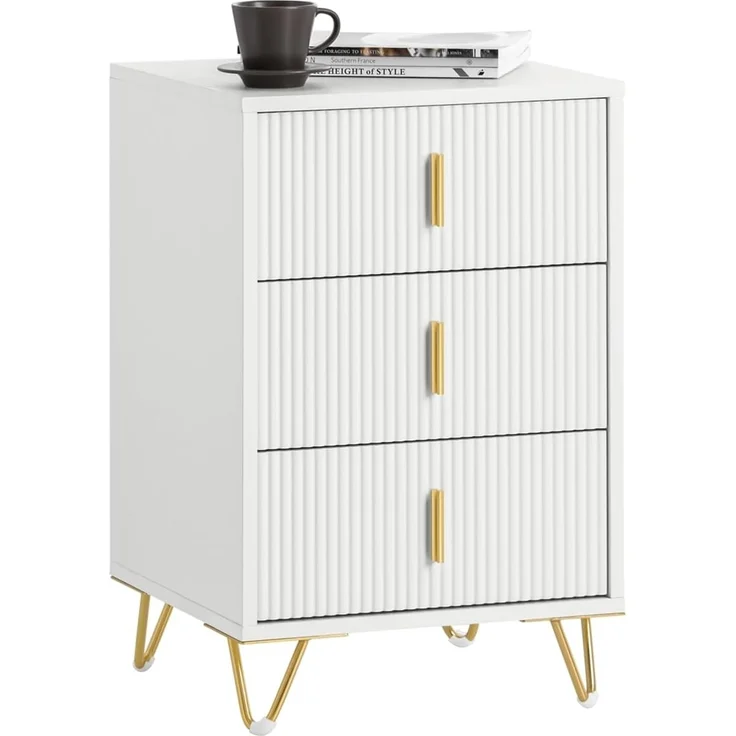 SoBuy Nachttisch FBT115-Lx2, Beistelltisch 2er Set mit Schubladen Telefontisch Nachtschrank Weiß – Bild 1