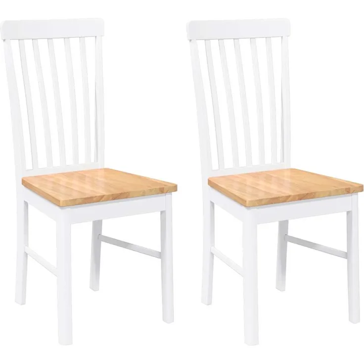 vidaXL Esszimmerstühle 2 Stk. Weiß Massivholz Gummibaum 4102504