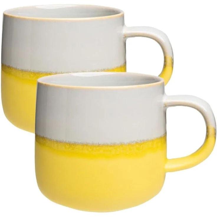 Tranquillo Tasse aus Steingut INDUSTRIAL 390ml groß gelb spülmaschinengeeignet, Handgetauchter Becher im Industrial-Stil