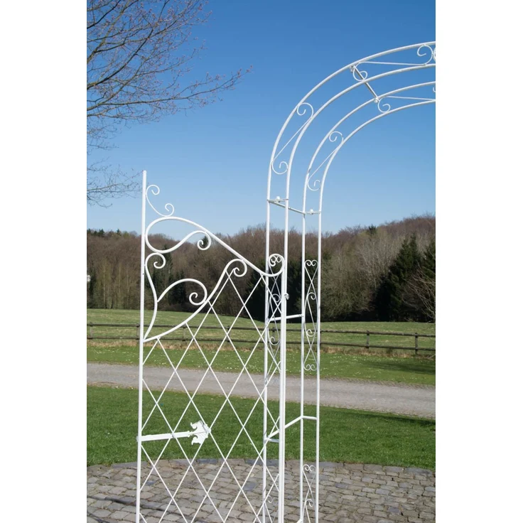 Rosenbogen MINDEN mit Tor - 120x40x220cm, Metall, Antik-Weiß | Rankhilfe Rosen Rankgitter Gartendekoration – Bild 7