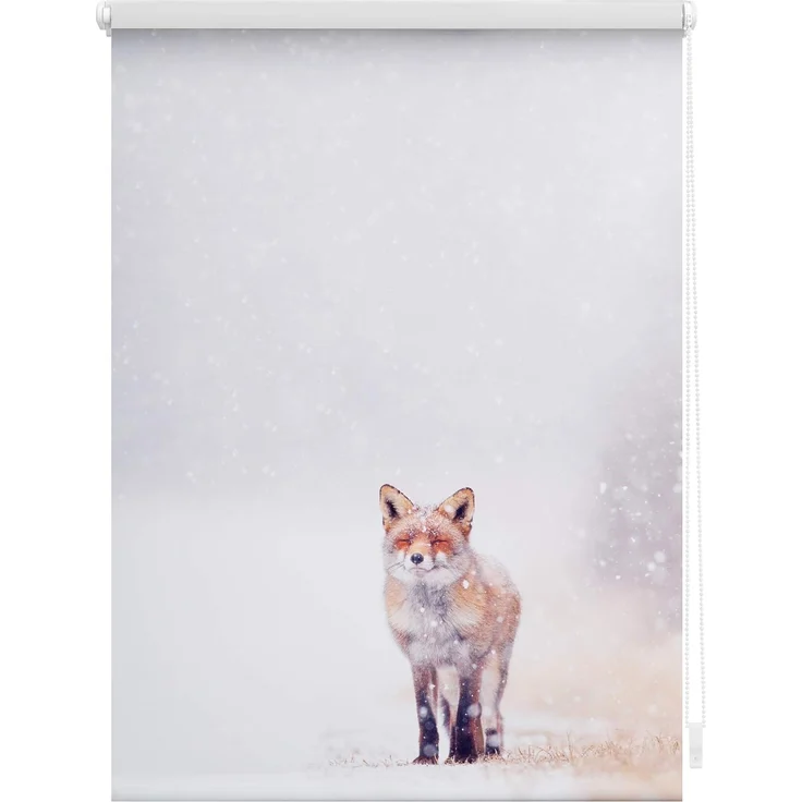 Seitenzugrollo Klemmfix Motiv Fuchs im Schnee, LICHTBLICK ORIGINAL, Lichtschutz, ohne Bohren, freihängend, Klemmfix, bedruckt – Bild 1