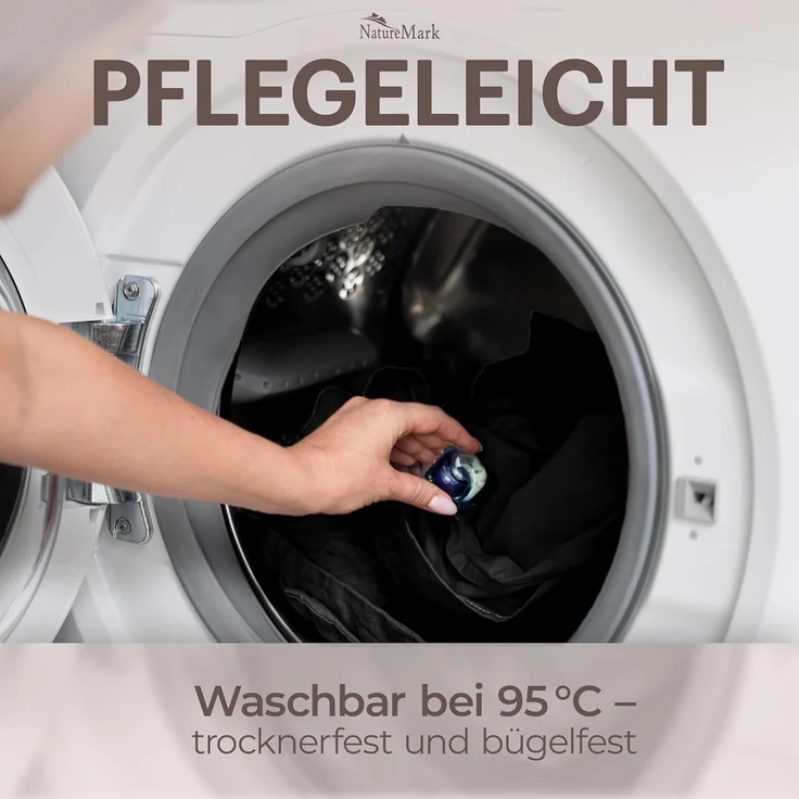 NatureMark Bettlaken klassisches Betttuch Haustuch, 100% Baumwolle, Gummizug: ohne, (1 Stück), Laken Haustuch, viele Größen und Farben, 140x200 cm, Schwarz – Bild 7