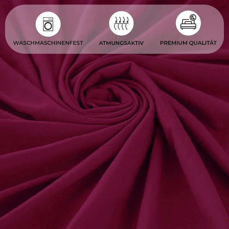 Buymax® Spannbettlaken 90x200 cm Baumwolle 100% Spannbetttuch Bettlaken Jersey, Matratzenhöhe bis 25 cm, Farbe Bordeaux – Bild 1