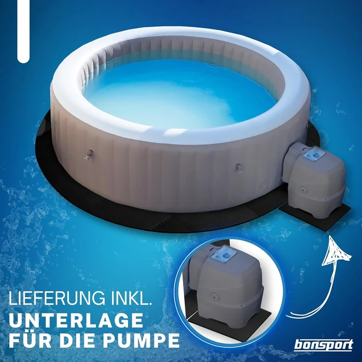 bonsport Pool-Bodenschutzfliese Whirlpool Matten Set 240 cm rund, schwarz – Bild 6