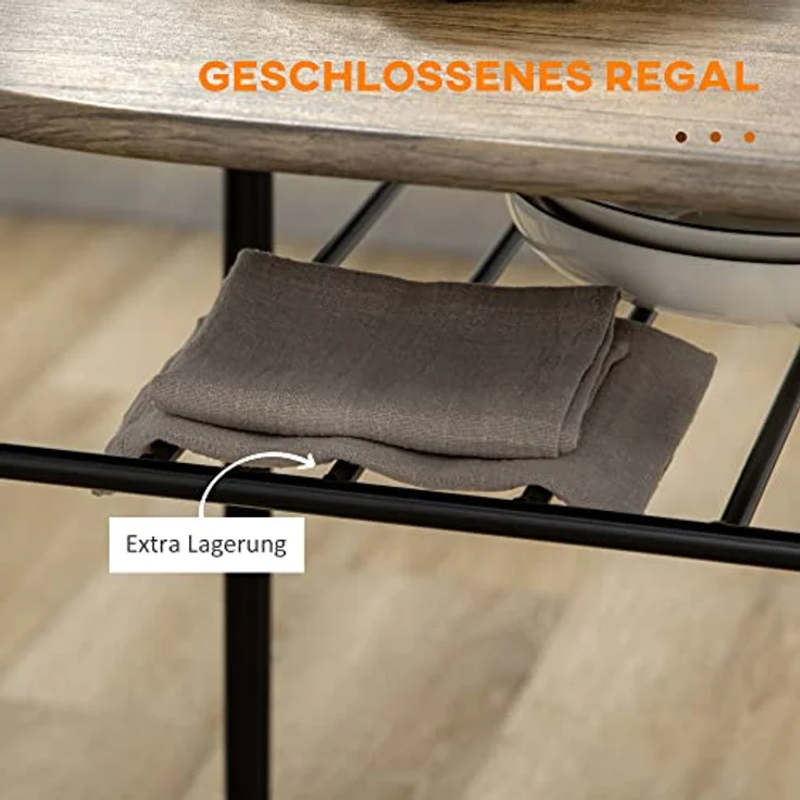 HOMCOM Essgruppe, 3-teiliges Set mit ovalem Tisch und 2 Stühlen, Schwarz, platzsparend mit Ablagefach, für Esszimmer und Küche – Bild 5