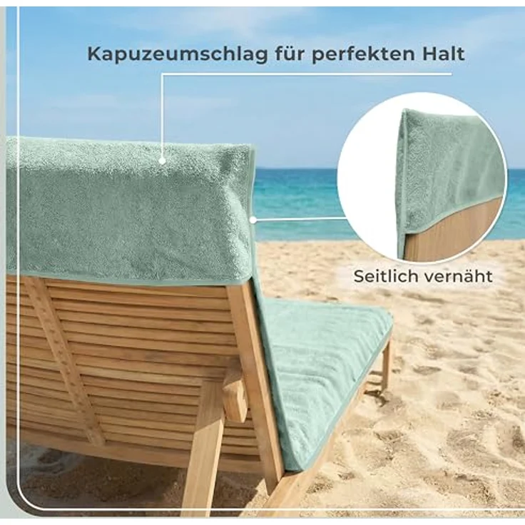 Laynenburg Liegenauflage Frottee Schonbezug aus 100% Baumwolle für Gartenliege, (1 St), Sonnenliege - Liegenbezug mit Umschlag für Standliege in 75x200 cm – Bild 5