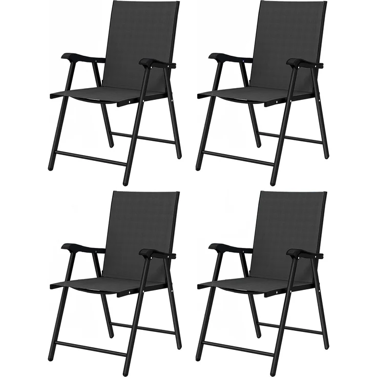 MELAYR, 4er-Set klappbare Gartenstühle, stabiles Stahlgestell, kein Aufbau erforderlich, 89 x 47 x 58,5 cm, Schwarz – Bild 2