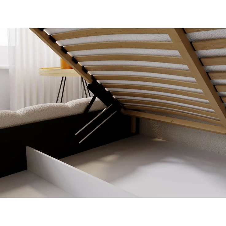 GRAINGOLD Cloud Bett 120x200, Polsterbett mit Bettkasten, Bouclé-Stoff, mit Kopfteil, Beige – Bild 6