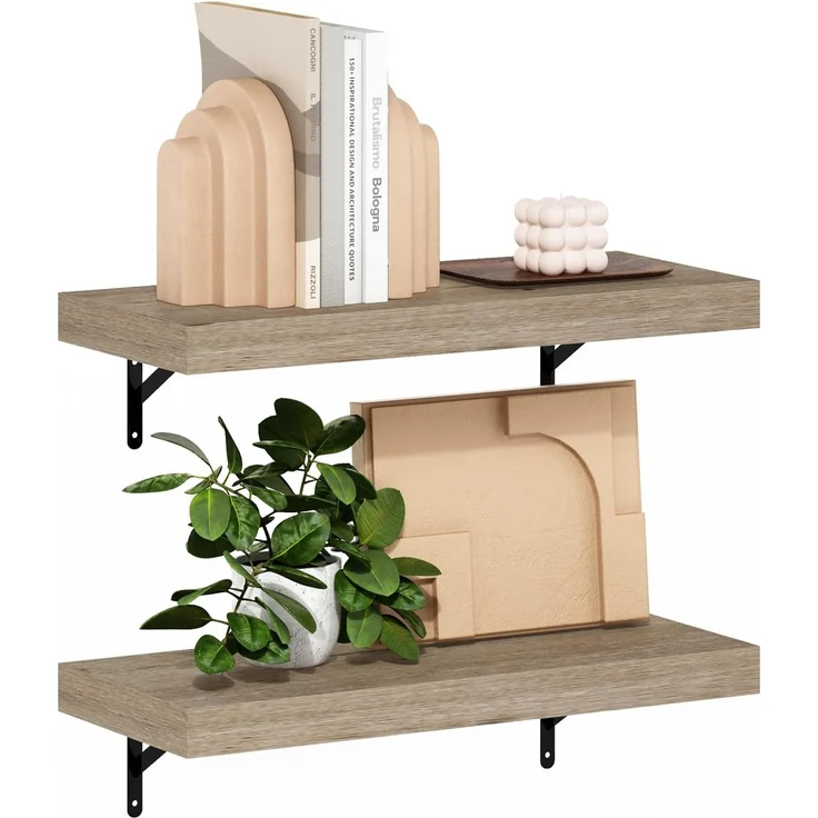Furinno Tanna 57 cm schwebende Ausstellungsregale zur Wandmontage, Natürliche, 2er-Set