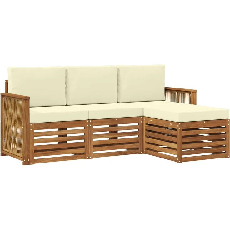 vidaXL Outdoor-Sofagarnitur 4 stk. 4-Sitzer Natur und Creme 3384206 – Bild 2