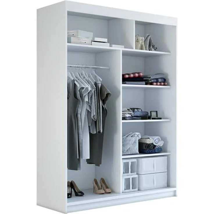Schwebetürenschrank PARIS 2-türig Schrank 120 cm (mit Spiegel) Farbe: Schwarz – Bild 3