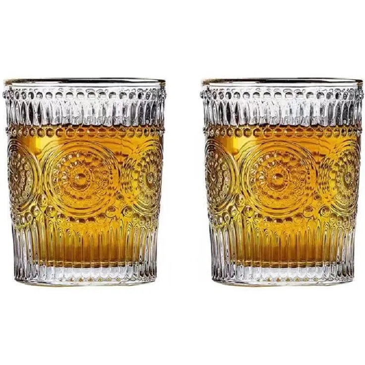 300ml Retro Vintage Trinkgläser Set Gold Kante 2 Gläser Cognac Whiskey Cocktail