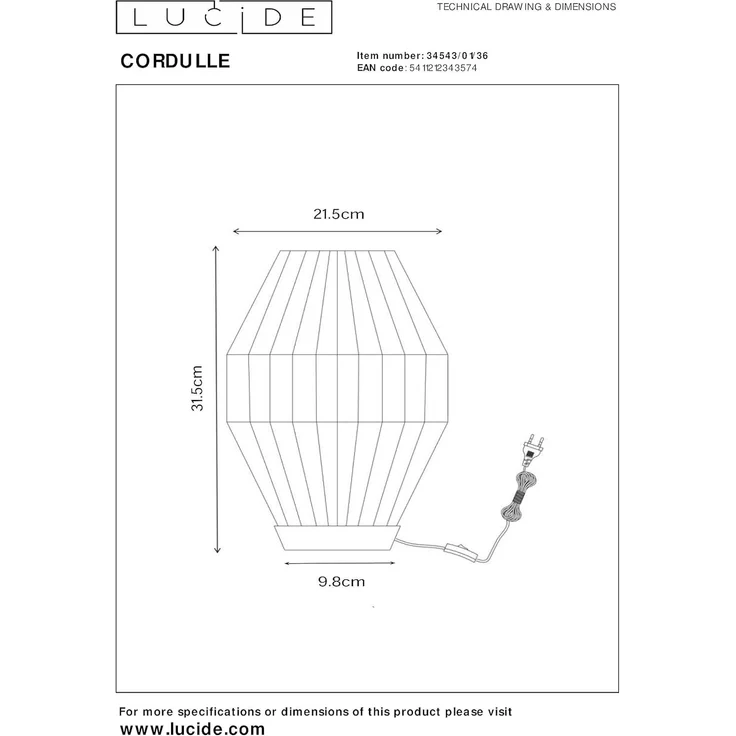 LUCIDE CORDULLE - Tischlampe - 1xE27 - Grau19118 – Bild 4