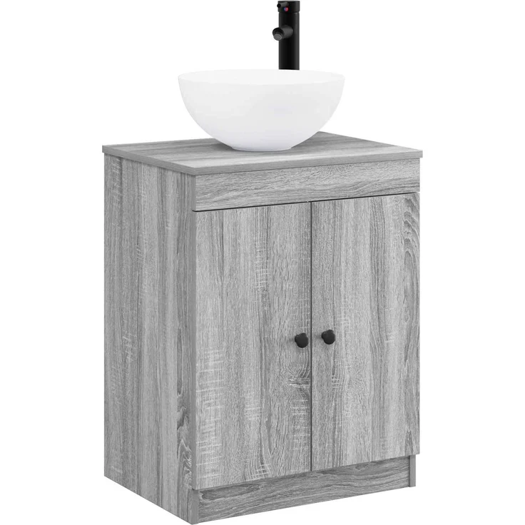 vidaXL Waschbeckenschrank Grau Sonoma 54 x 41 x 100 cm Holzwerkstoff 3404219 – Bild 2