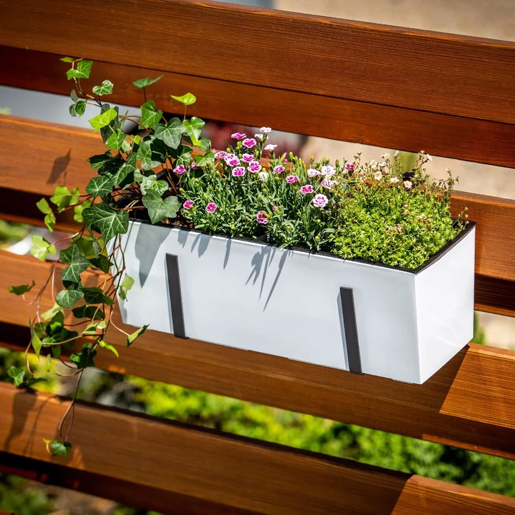 KADAX Blumentopf Balkonkasten Griffe 19x56cm Weiß – Bild 8