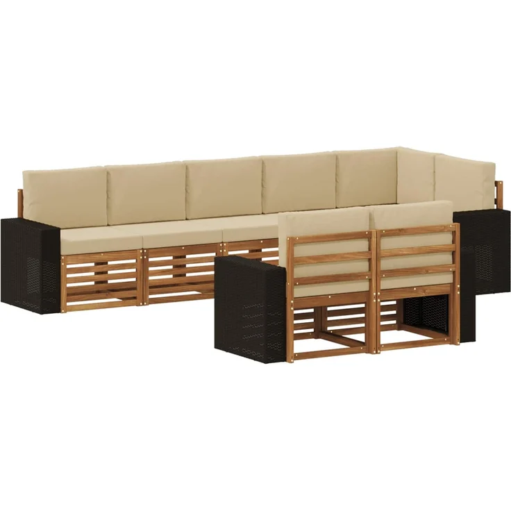 vidaXL Outdoor-Sofagarnitur 8 stk. 8-Sitzer Natur und Beige 3384514 – Bild 2