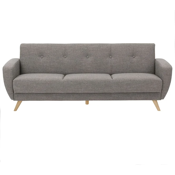 Sofa 3-Sitzer mit Bettfunktion Kazdoia Flachgewebe grau – Bild 2