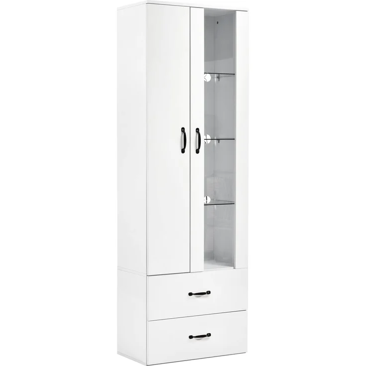 ZUBALIYA Hängeschrank (59,5 x 35 x 182 cm), 2 Türen, LED - Beleuchtung, Stauraum für Wohnbereich, Küche oder Bad entsprechend dem Aufstellort, Weiß – Bild 11