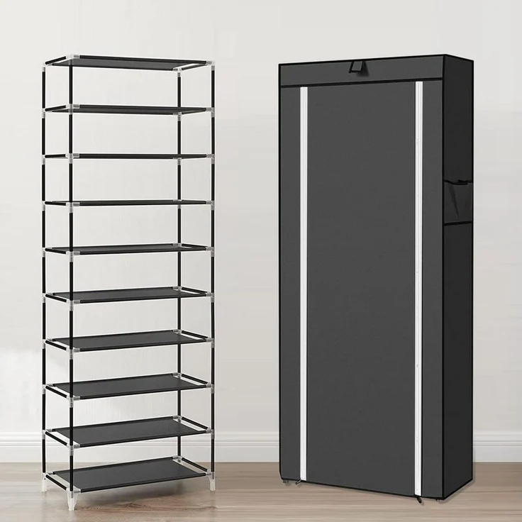 JEOBEST Schuhregal Schuhschrank 10 Ebenen, Metallgestell, Shoe Rack Schuhaufbewahrung mit Staubdichtem – Bild 4