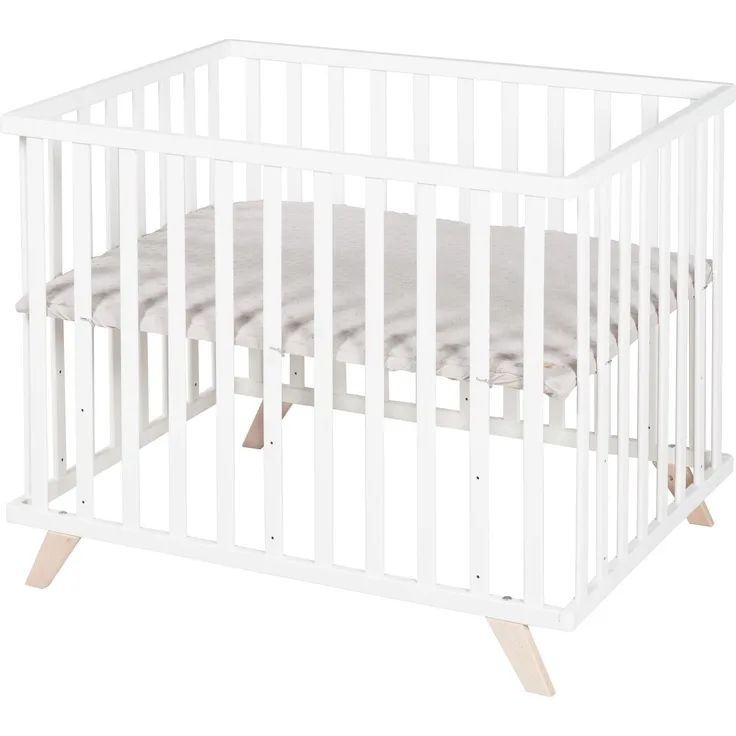 roba Laufgitter - 75 x 100 cm - inkl. gepolsterter Einlage 'Lil Planet grau' - Weiß