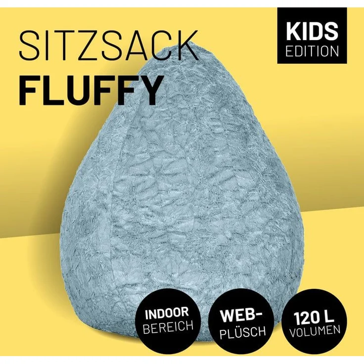 Lumaland 'Luxury Fluffy' Sitzsack, Webplüsch, Pastell Blau, 60 x 45 cm, 120 l – Bild 2