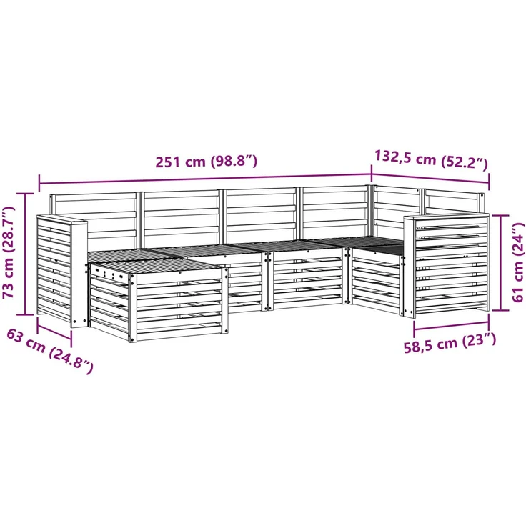 vidaXL Outdoor-Sofagarnitur 6 stk. 5-Sitzer Natur Massivholz Akazie 3375094 – Bild 9