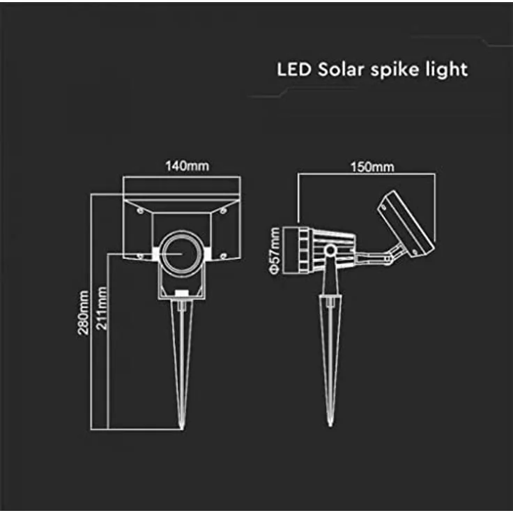 V-TAC 6662 VT-952 Solar-Haushaltslampe LED (RGB) 2 W Schwarz – Bild 3