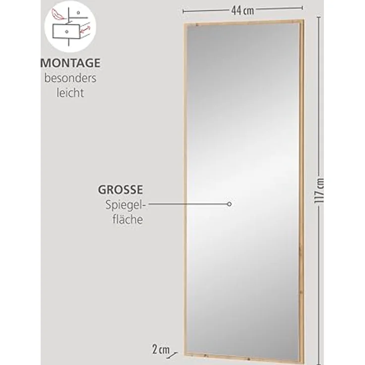 Innostyle Garderobenspiegel in Spiegel / Artisan Eiche Dekor - 44x117x2cm (BxHxT) – Bild 3