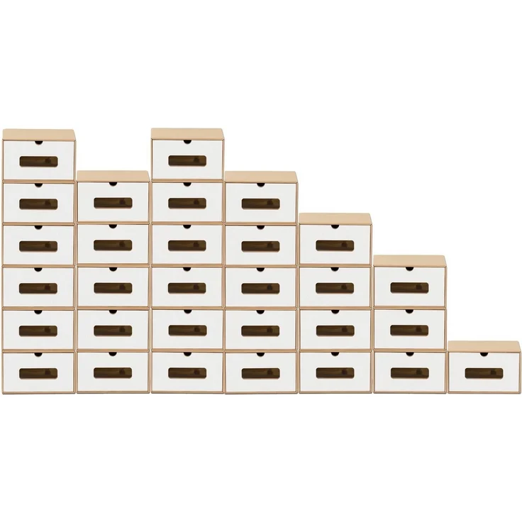 BigDean 30x Schuhaufbewahrung BRAUN/Weiss mit Sichtfenster Aufbewahrungsbox Stapelbar Storage Box Schuhbox Schuhkarton Schuhschachtel Allzweckbox Schublade Pappe aus Kraftpapier – Bild 5