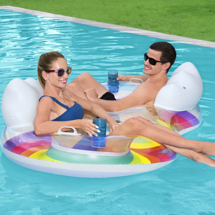Rainbow Dreams™ 2-Personen-Schwimmring mit Kopfstütze 172 x 102 x 53 cm – Bild 7