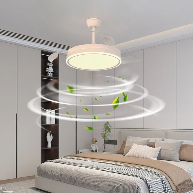 DELIPOP – 36W LED – Deckenventilator mit Fernbedienung – versenkbare Flügel – 6 Geschwindigkeitsstufen, 3000 – 6500 K – für Wohnzimmer, Esszimmer – Weiß – 106x106x39cm – Bild 4