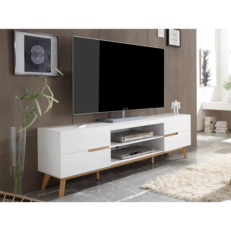 TV-Board >Griffith< in Weiß/Matt aus MDF - 169x56x40cm (BxHxT)