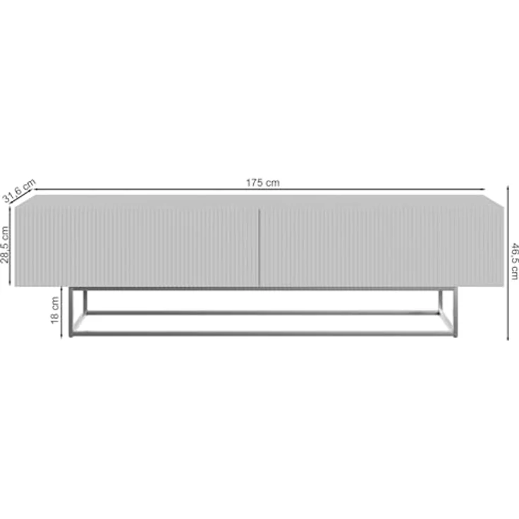 Selsey 'Veldio' TV-Lowboard mit offenem Fach, greige mit schwarzem Metallgestell, ca. 46 x 175 x 32 cm – Bild 6