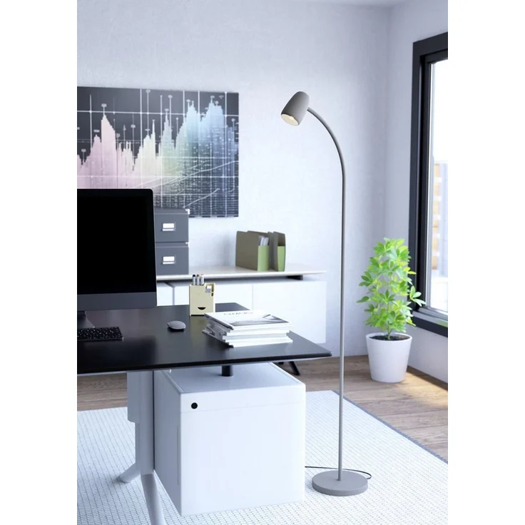 EGLO Stehlampe Carlo, Lampe Wohnzimmer mit Flexarm, Standleuchte schwenkbar aus Metall in Sandfarben, Leselampe mit E14 Fassung, H 170 cm – Bild 2