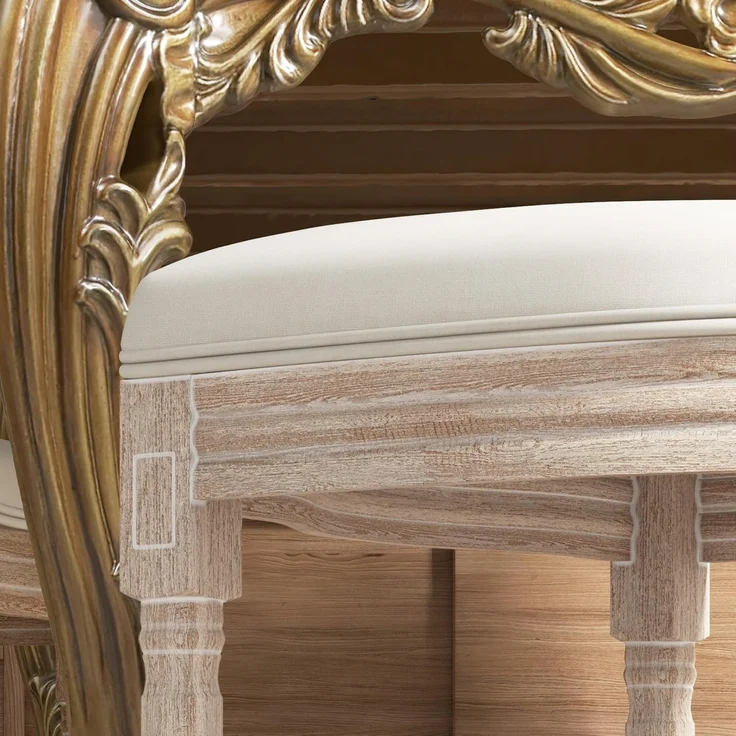 HOMCOM Esszimmerstuhl Küchenstuhl mit Rückenlehne, Polsterstuhl mit Leinenoptik (Essstuhl, 2 St), Wohnzimmer, Cremeweiß 48 x 57 x 96 cm – Bild 9