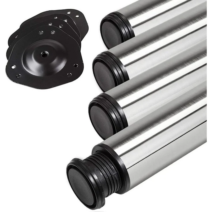 SO-TECH® Tischbein Ø 76 / 80 mm, belastbar bis 75 kg pro Stück, H: 82cm, echt Edelstahl, höhenverstellbar bis 32mm, 4x – Bild 5