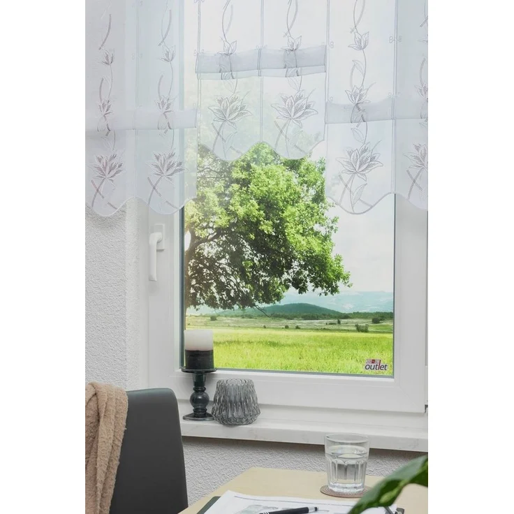 Stickereien Plauen Scheibengardine Kiara (1 St), Stangendurchzug, halbtransparent, Voile – Bild 2