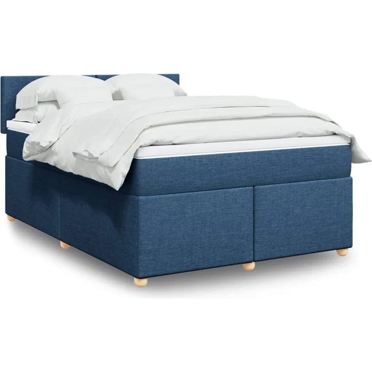 vidaXL Boxspringbett mit Matratze Blau 140x200 cm Stoff 3289002 – Bild 1