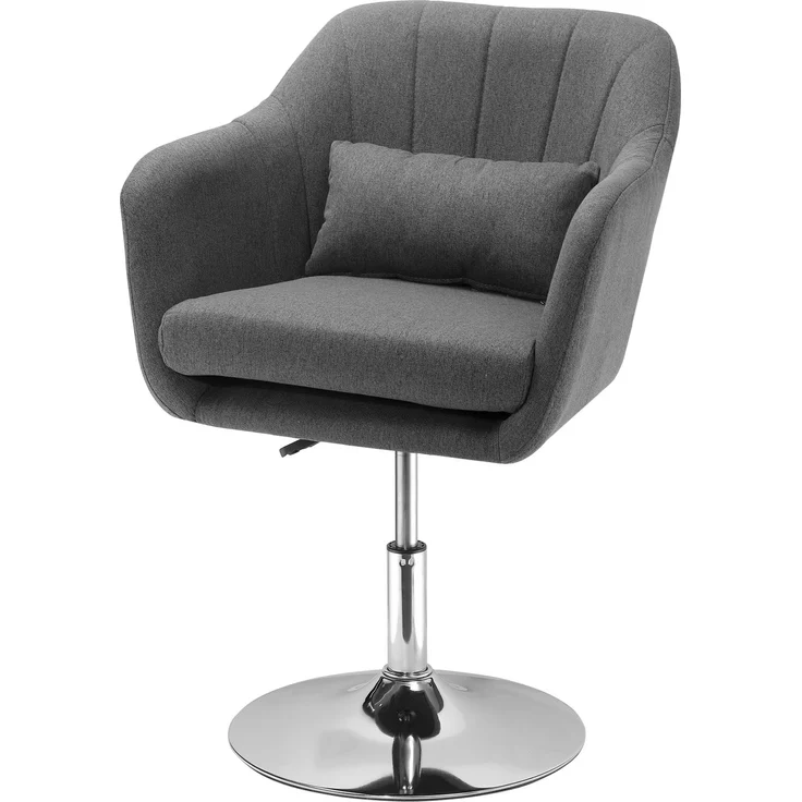 MELAYR, Drehstuhl, höhenverstellbarer Bürostuhl, leinenartiges Polyester, Metall, 60 x 60 x 79-91 cm, Dunkelgrau – Bild 2
