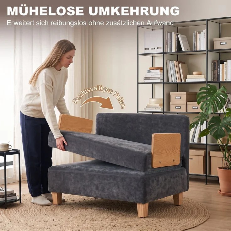HOMCOM Schlafsessel, Polyester, Dunkelgrau, 94L x 63B x 89H cm – Bild 5