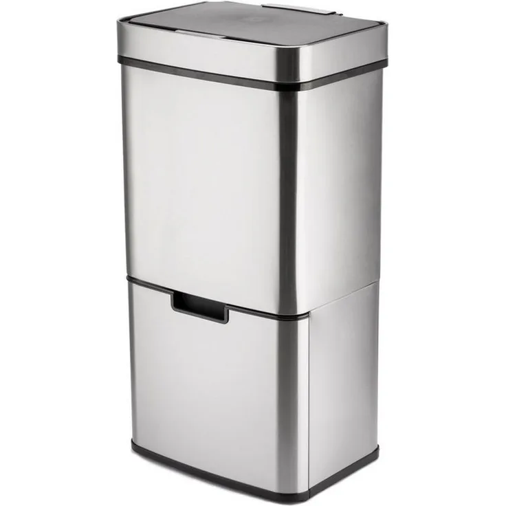 Ribelli Mülltrennsystem Sensor Mülleimer, 4 Fächer, Mülleimer Küche, 72L, Silber, Abfalleimer mit Sensor