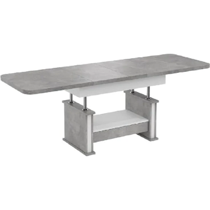 designimpex Couchtisch Design DA-555 Schublade höhenverstellbar ausziehbar Tisch abgerundet – Bild 4