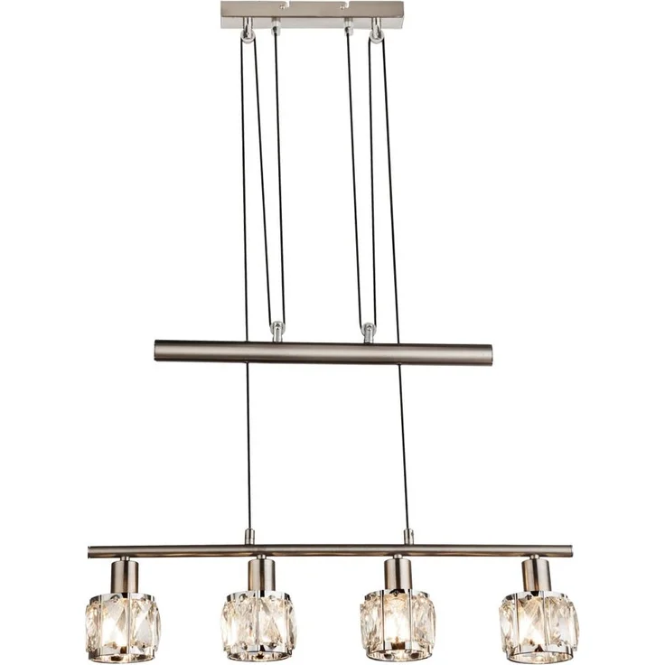 Hängeleuchte, Glaskristalle klar, Chrom, L 60 cm – Bild 10