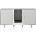 Katzenschrank für Katzentoilette mit 2 Türen & Kratzbrett & Eingang 120 x 52 x 65 cm Hellgrau