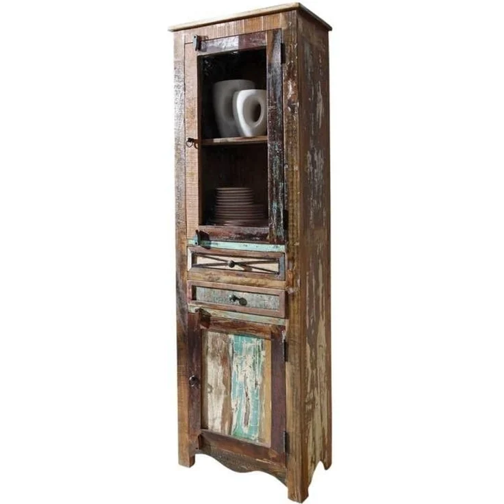 Vitrine Altholz 60x35x190 mehrfarbig lackiert NATURE OF SPIRIT #24 – Bild 1