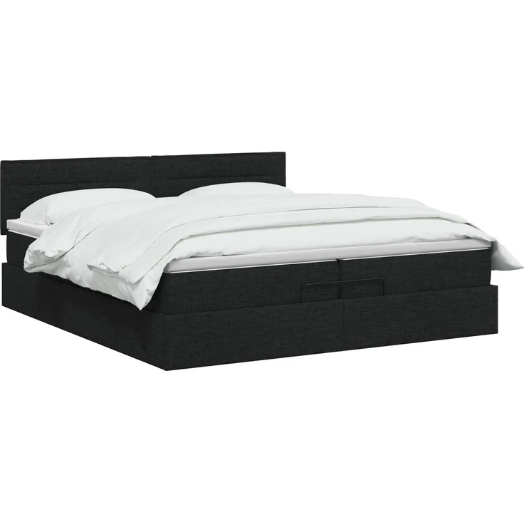vidaXL Ottoman-Bett mit Matratze und LED Schwarz 200 x 200 cm Stoff 3456852 – Bild 3