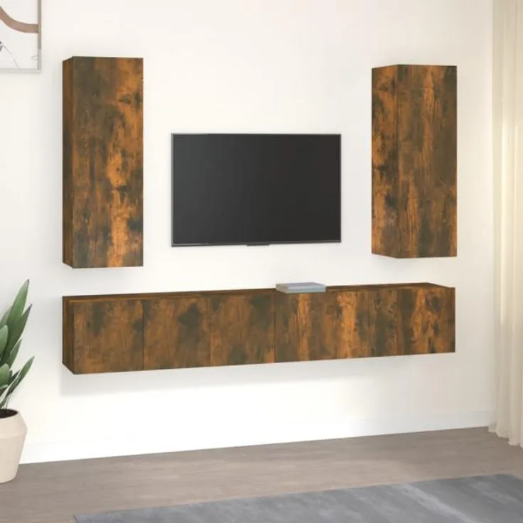 vidaXL 5-tlg. TV-Schrank-Set Räuchereiche Holzwerkstoff 3120209